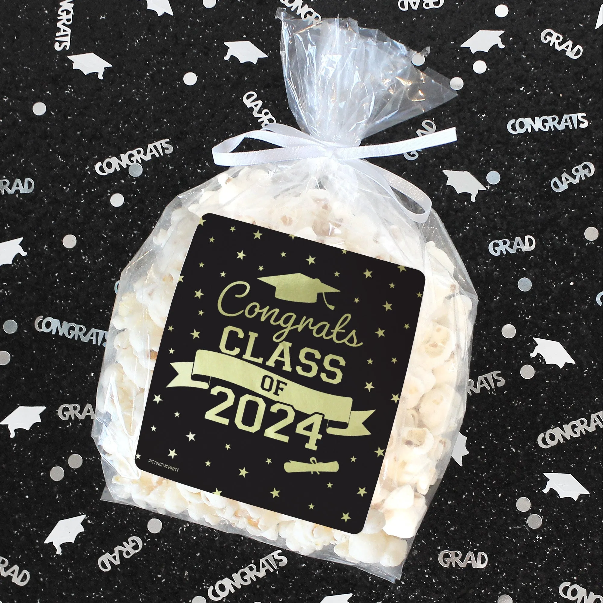 Graduation Class of 2024: Graduation Party Favors - Chip Bag and Snack Bag Stickers - 10 School Colors - 32 Stickers