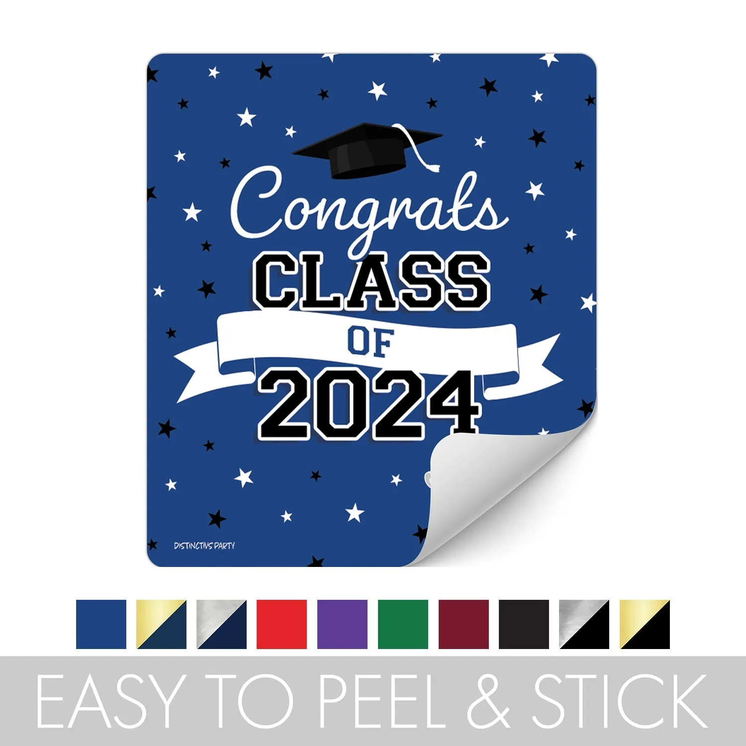 Graduation Class of 2024: Graduation Party Favors - Chip Bag and Snack Bag Stickers - 10 School Colors - 32 Stickers