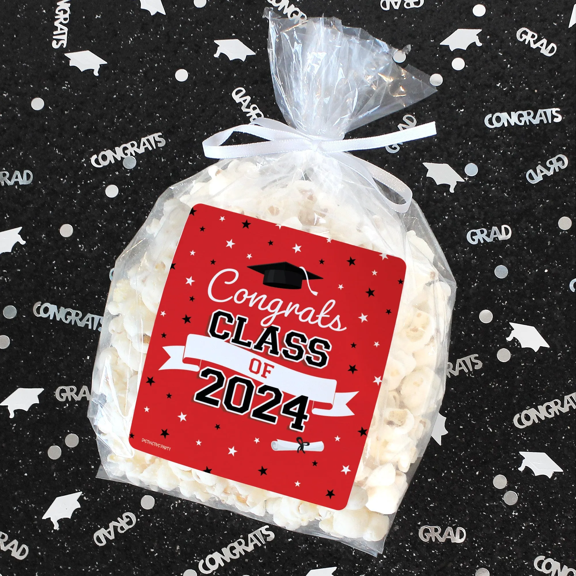 Graduation Class of 2024: Graduation Party Favors - Chip Bag and Snack Bag Stickers - 10 School Colors - 32 Stickers