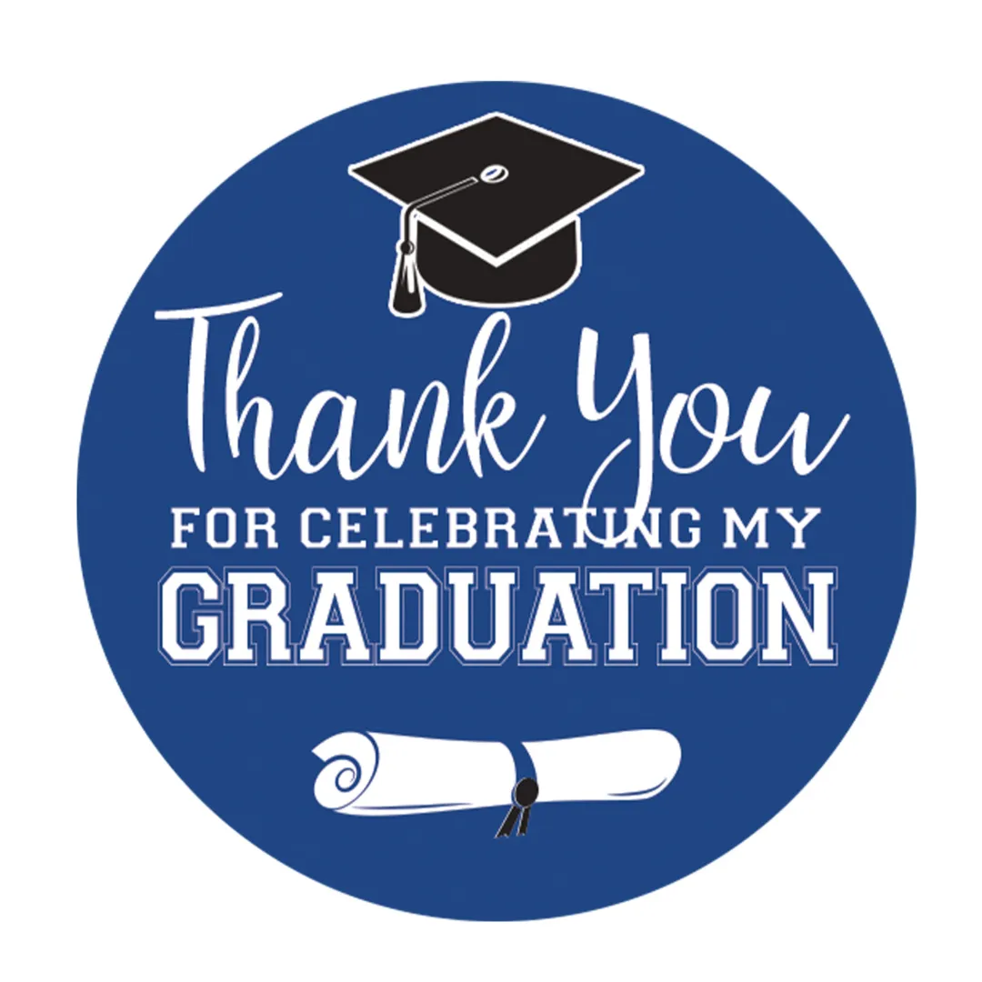 Graduation Party Class of 2024: Thank You Sticker Labels  - 11 School Colors - 40 Stickers