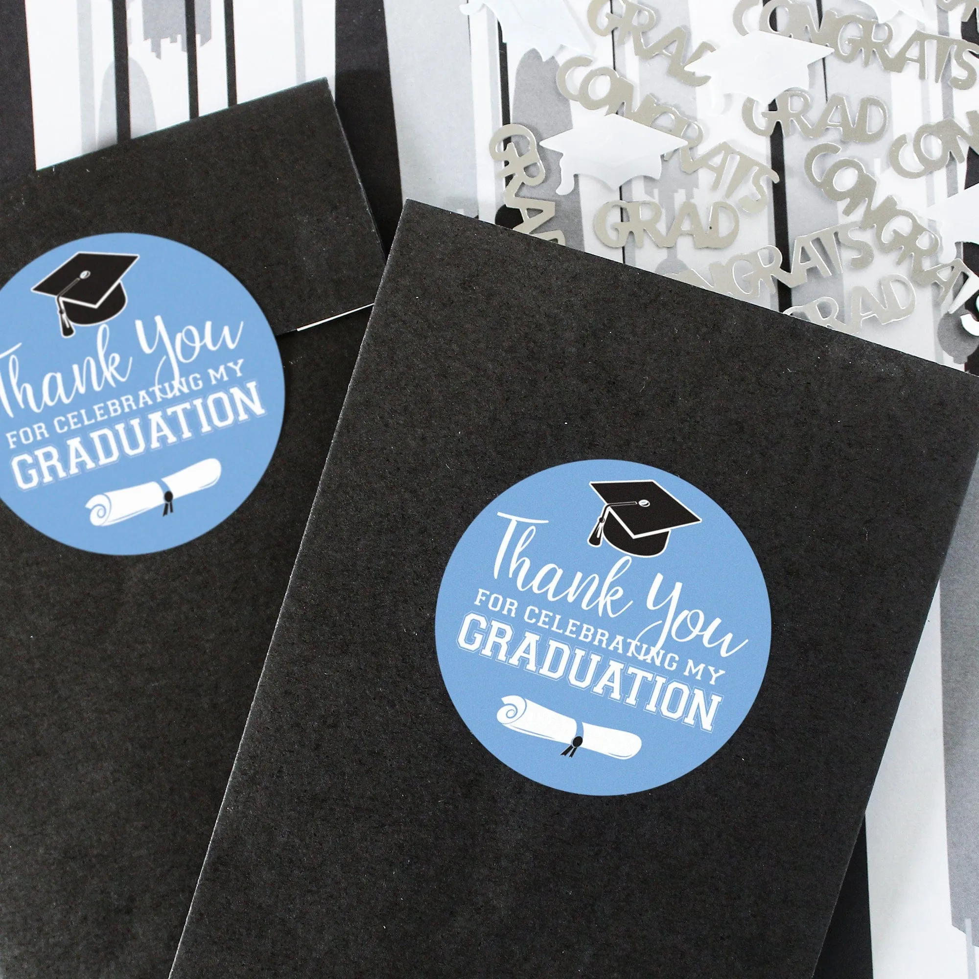 Graduation Party Class of 2024: Thank You Sticker Labels  - 11 School Colors - 40 Stickers