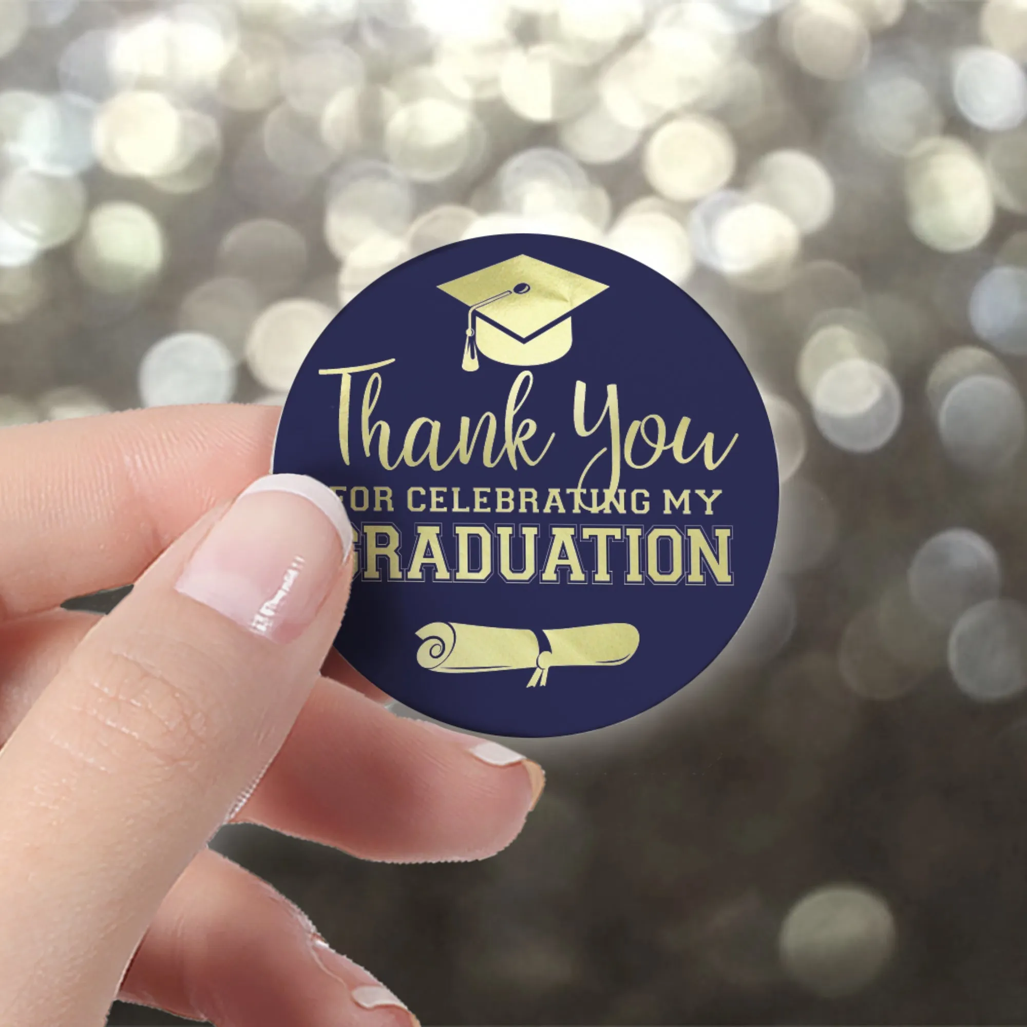 Graduation Party Class of 2024: Thank You Sticker Labels  - 11 School Colors - 40 Stickers