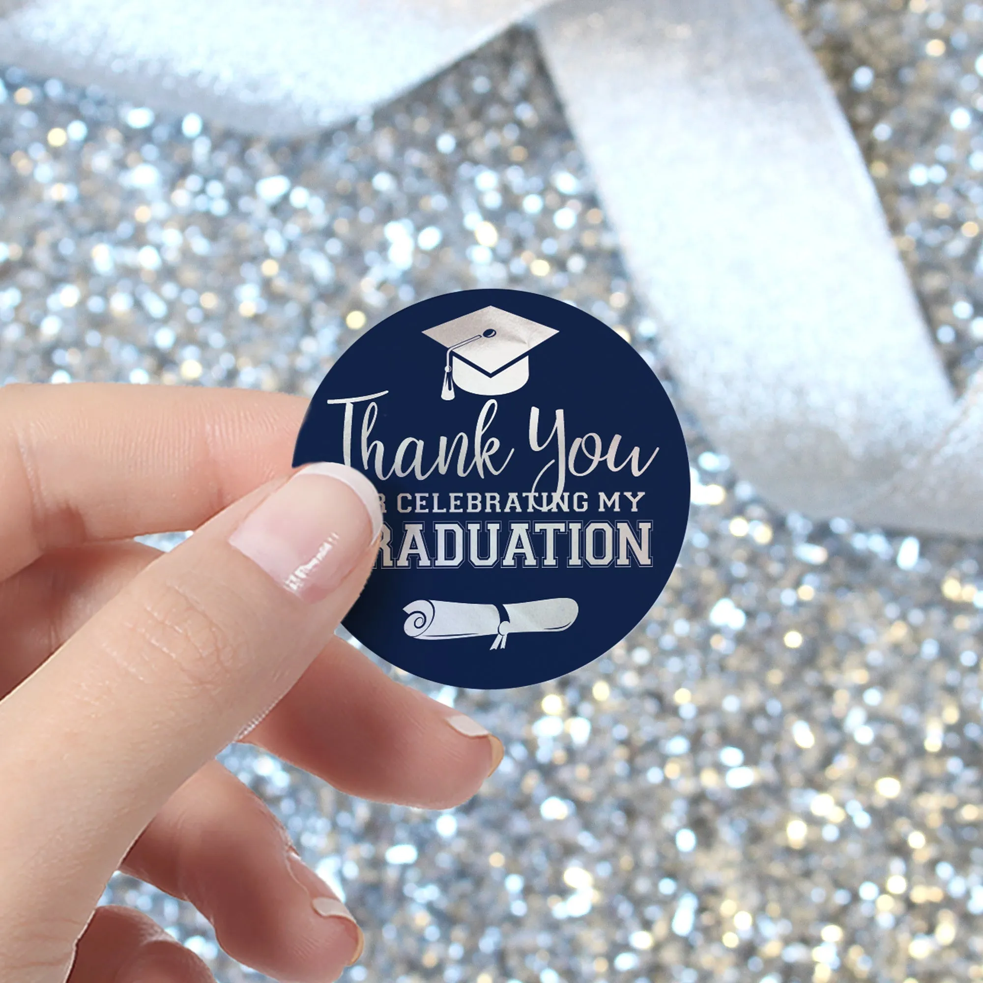 Graduation Party Class of 2024: Thank You Sticker Labels  - 11 School Colors - 40 Stickers