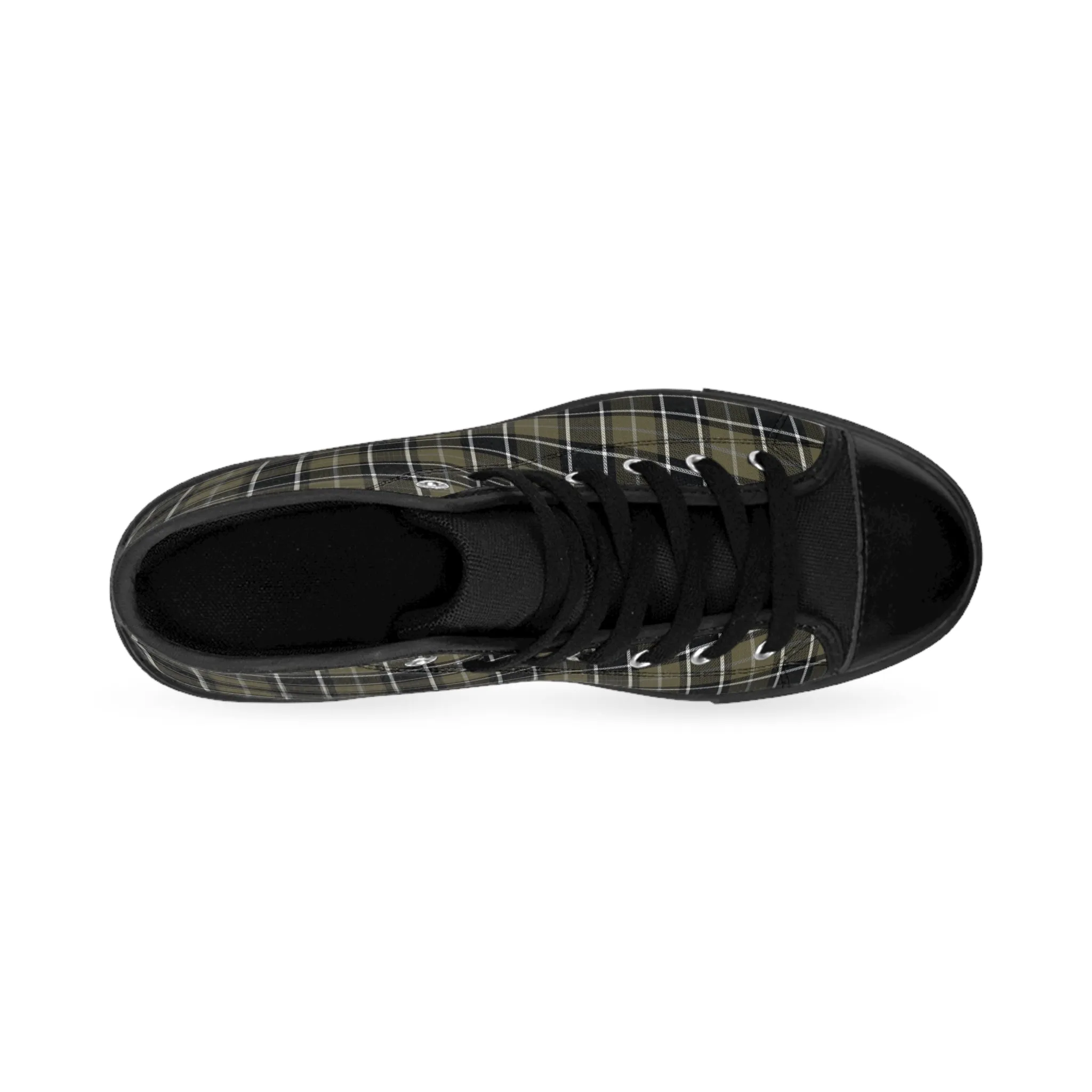 Green Tartan Pattern Women's Classic Sneakers