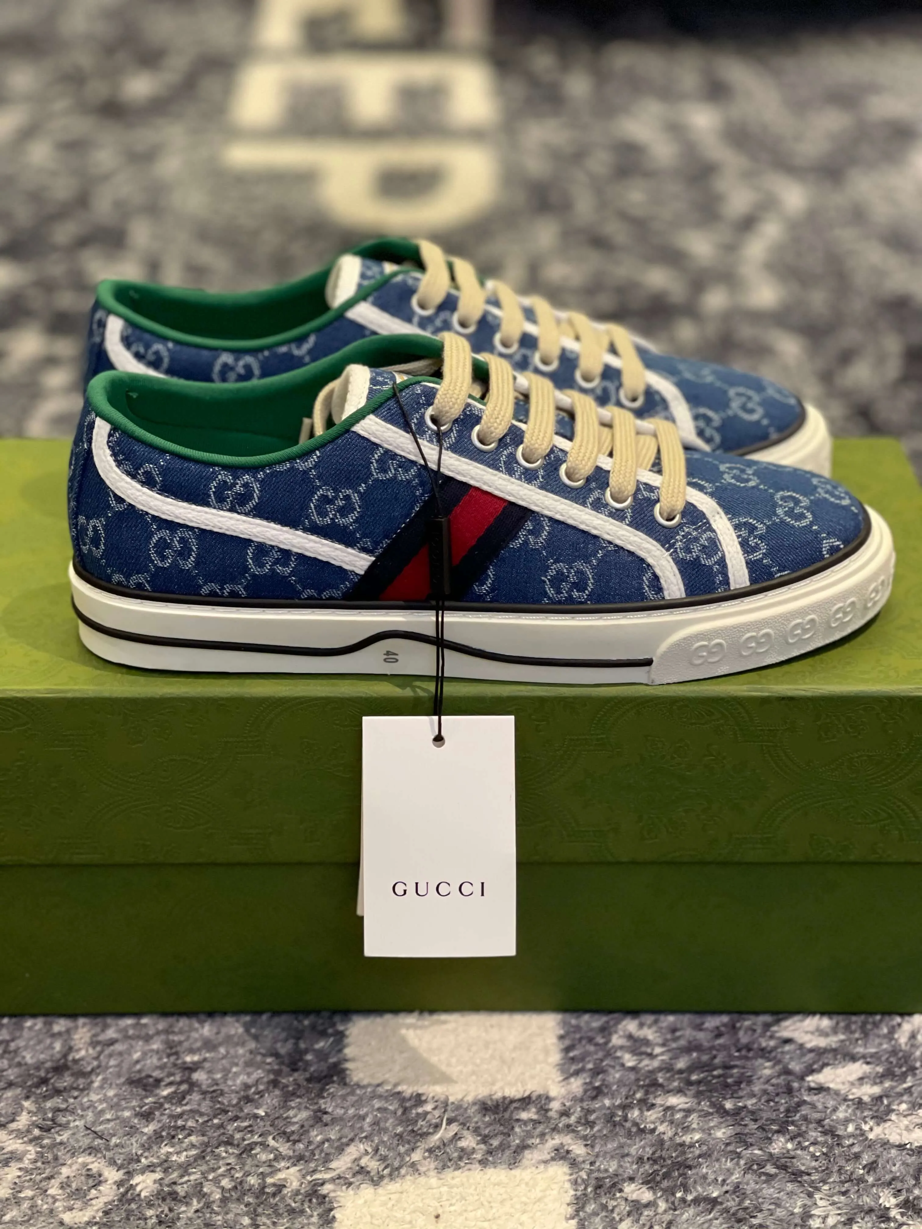 Gucci Tennis 1977 Blue Denim  Sneakers