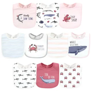 Hudson Baby Cotton Bibs, Girl Whale Shark