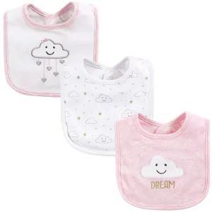 Hudson Baby Cotton Bibs, Pink Cloud