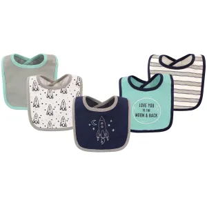 Hudson Baby Cotton Bibs, Rocket