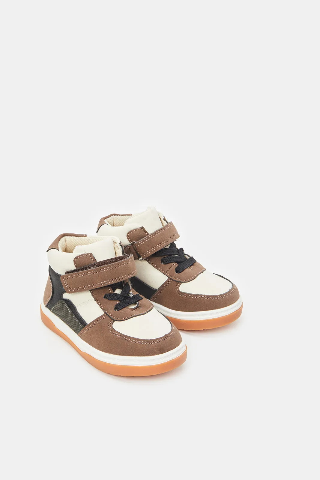 Infant Boys Brown Color Block High-Top