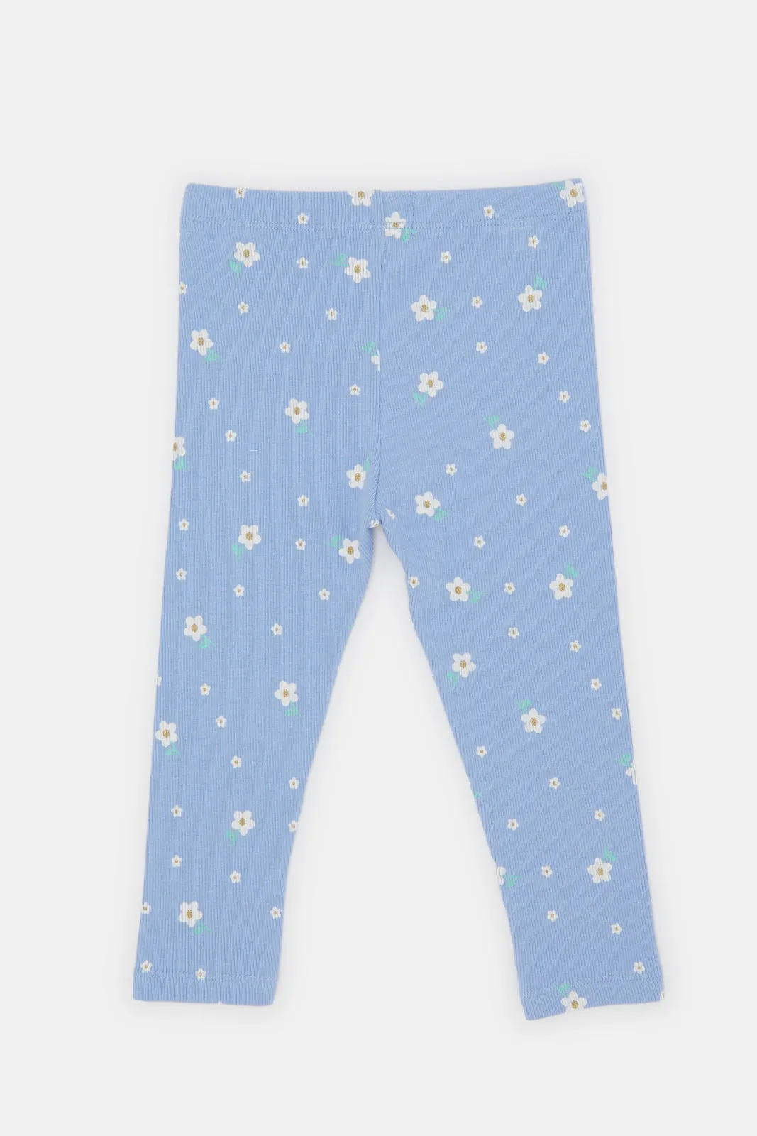 Infant Girls Blue Printed Leggings