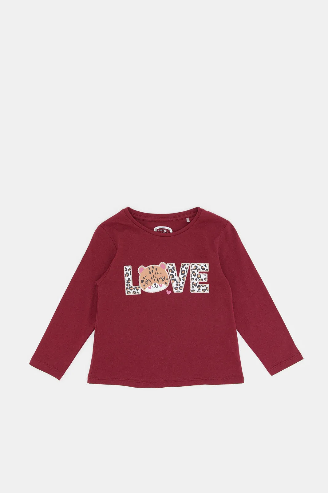 Infant Girls Burgundy Love Print T-Shirt