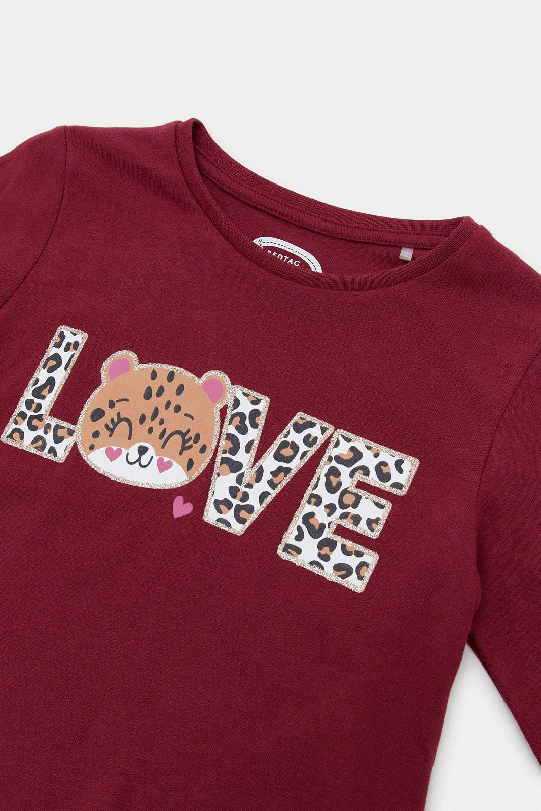 Infant Girls Burgundy Love Print T-Shirt