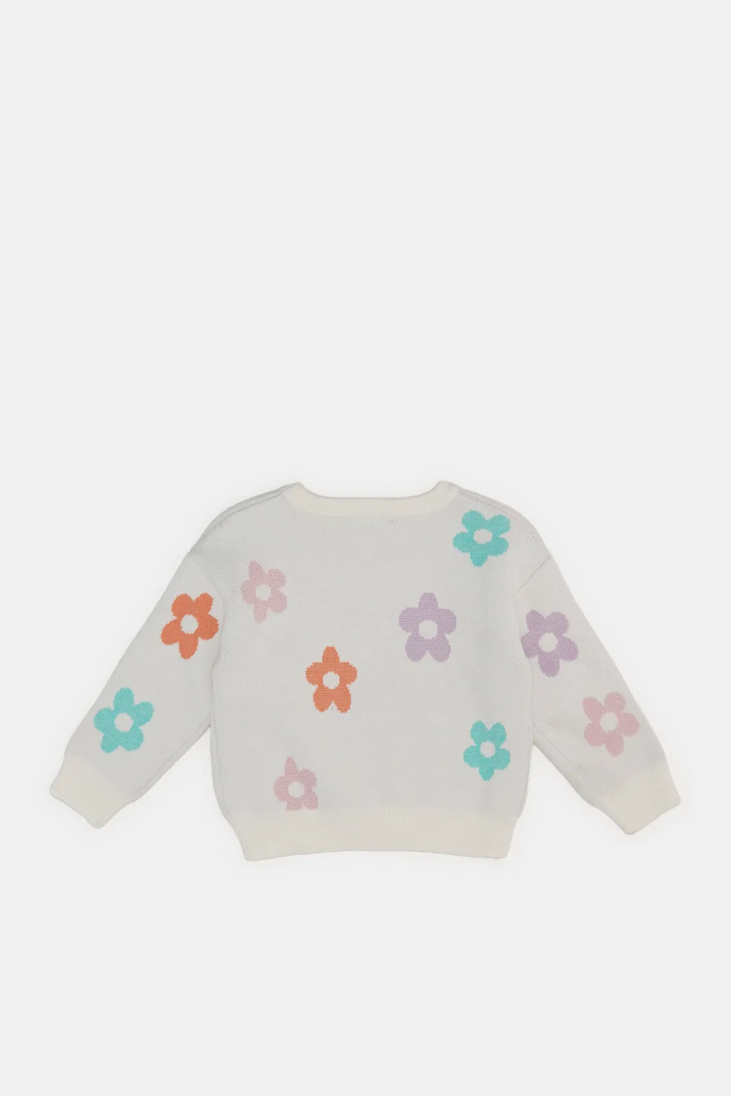 Infant Girls Ivory Flower Printed Pullover