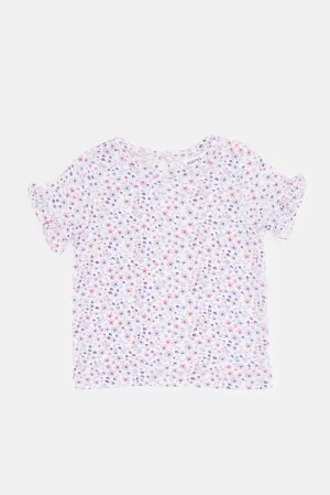 Infant Girls Lilac Floral Print T-Shirt