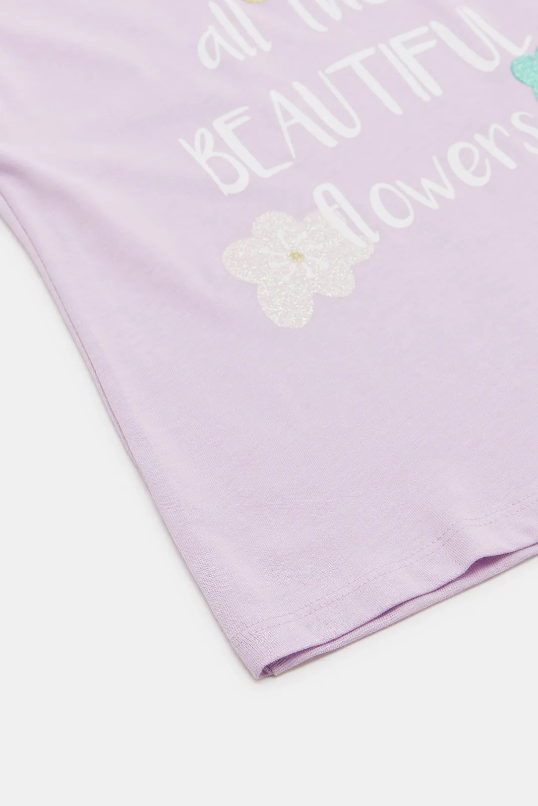 Infant Girls Lilac Placement Print T-Shirt