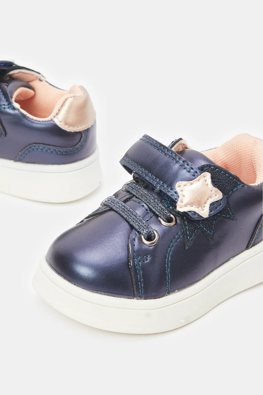 Infant Girls Navy Star Trim Sneaker