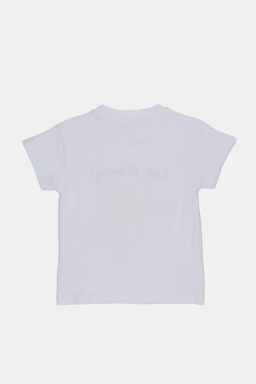 Infant Girls White Flower Embroidered T-Shirt