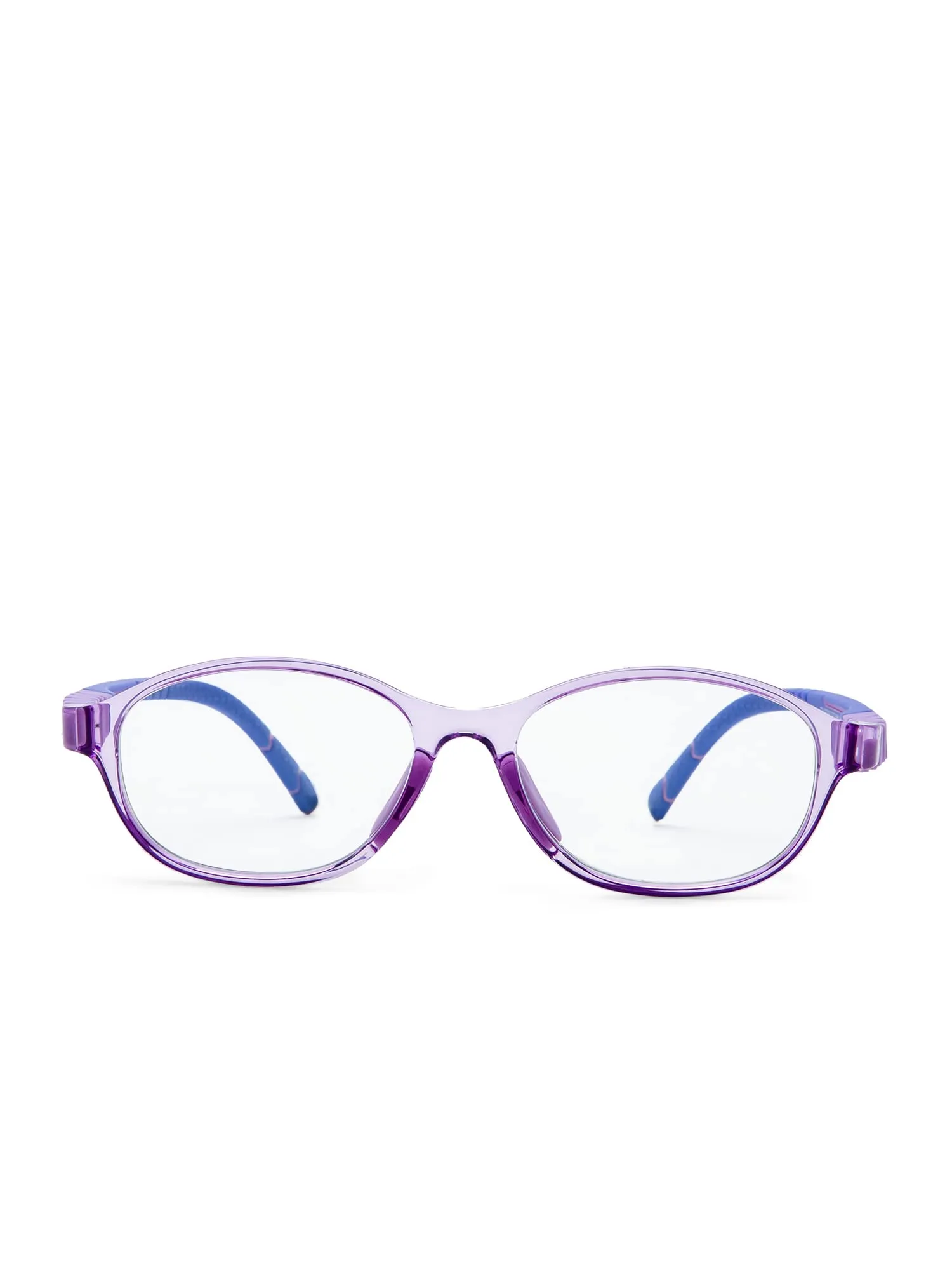 Intellilens | Zero Power Blue Cut Computer Glasses | Anti Glare, Lightweight & Blocks Harmful Rays | UV Protection Specs | For Boys & Girls | Purple | Oval | Small