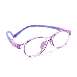 Intellilens | Zero Power Blue Cut Computer Glasses | Anti Glare, Lightweight & Blocks Harmful Rays | UV Protection Specs | For Boys & Girls | Purple | Oval | Small