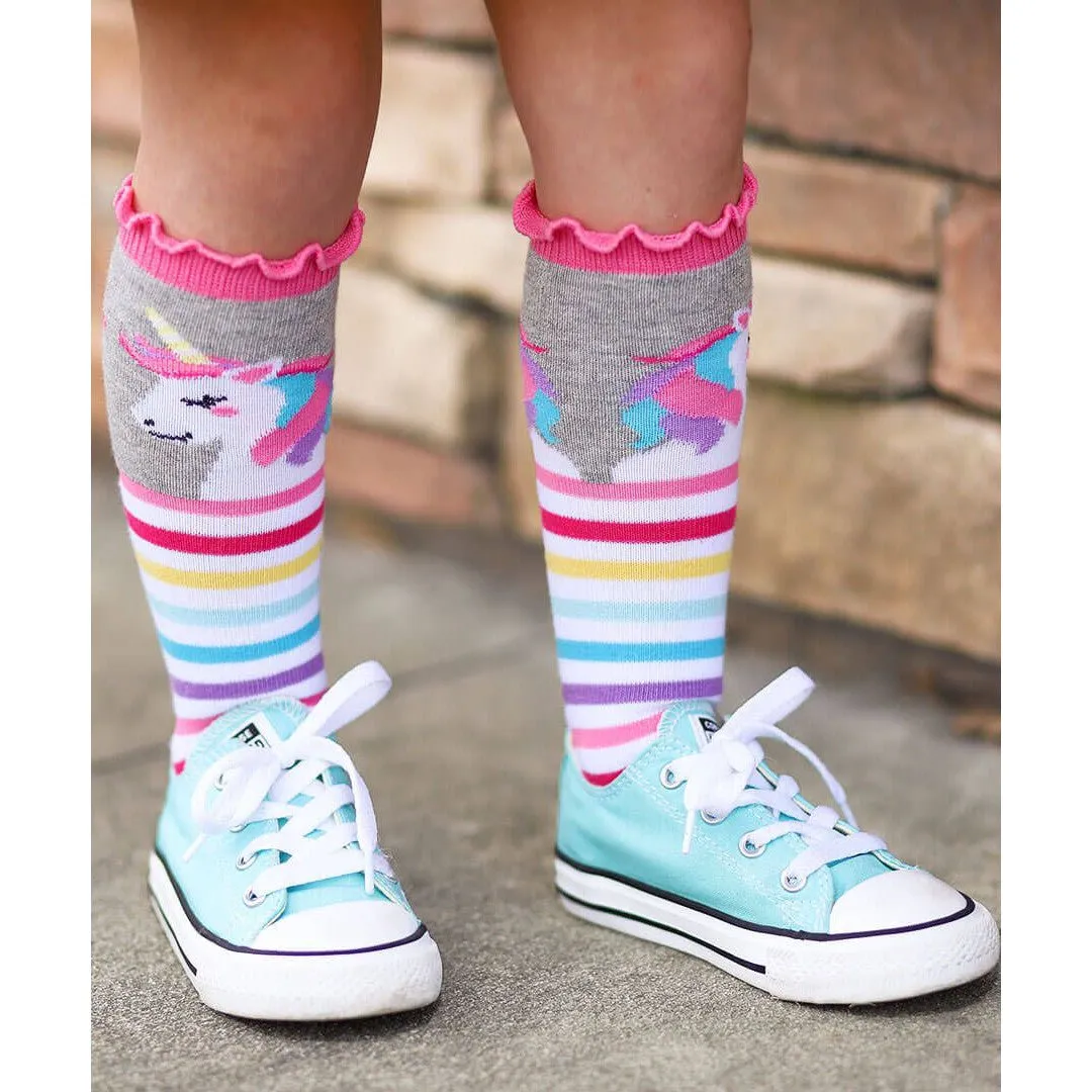 Jefferies Socks Unicorn Rainbow Stripe Knee High Socks (2 Pair Pack)