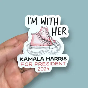 Kamala I'm With Her Pink Sneakers 2024 Sticker