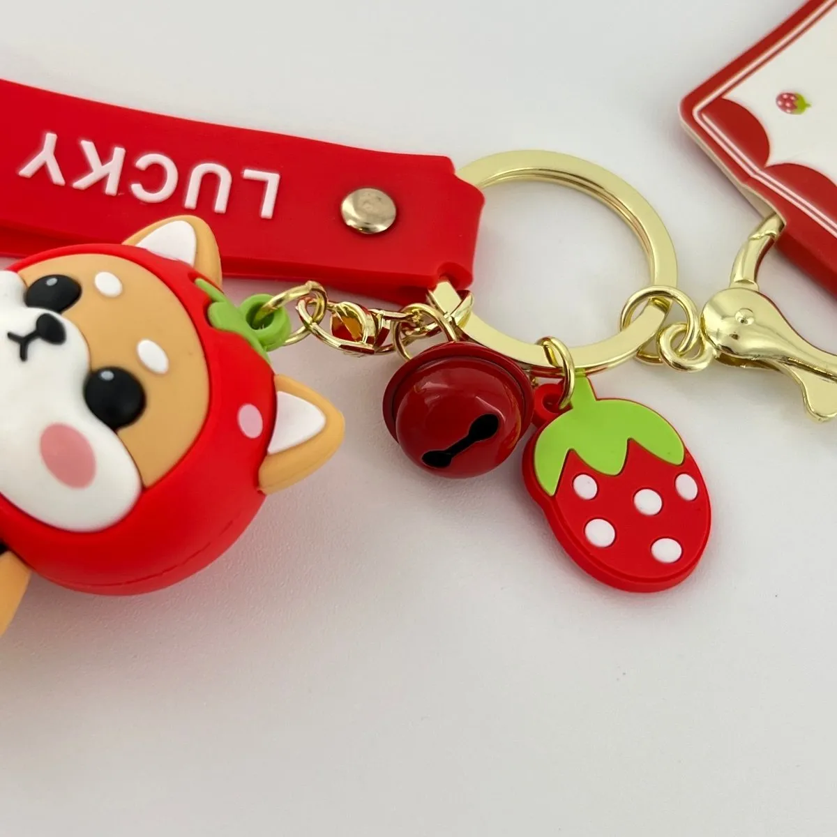 Kawaii Keychain Red Strawberry Shiba Inu