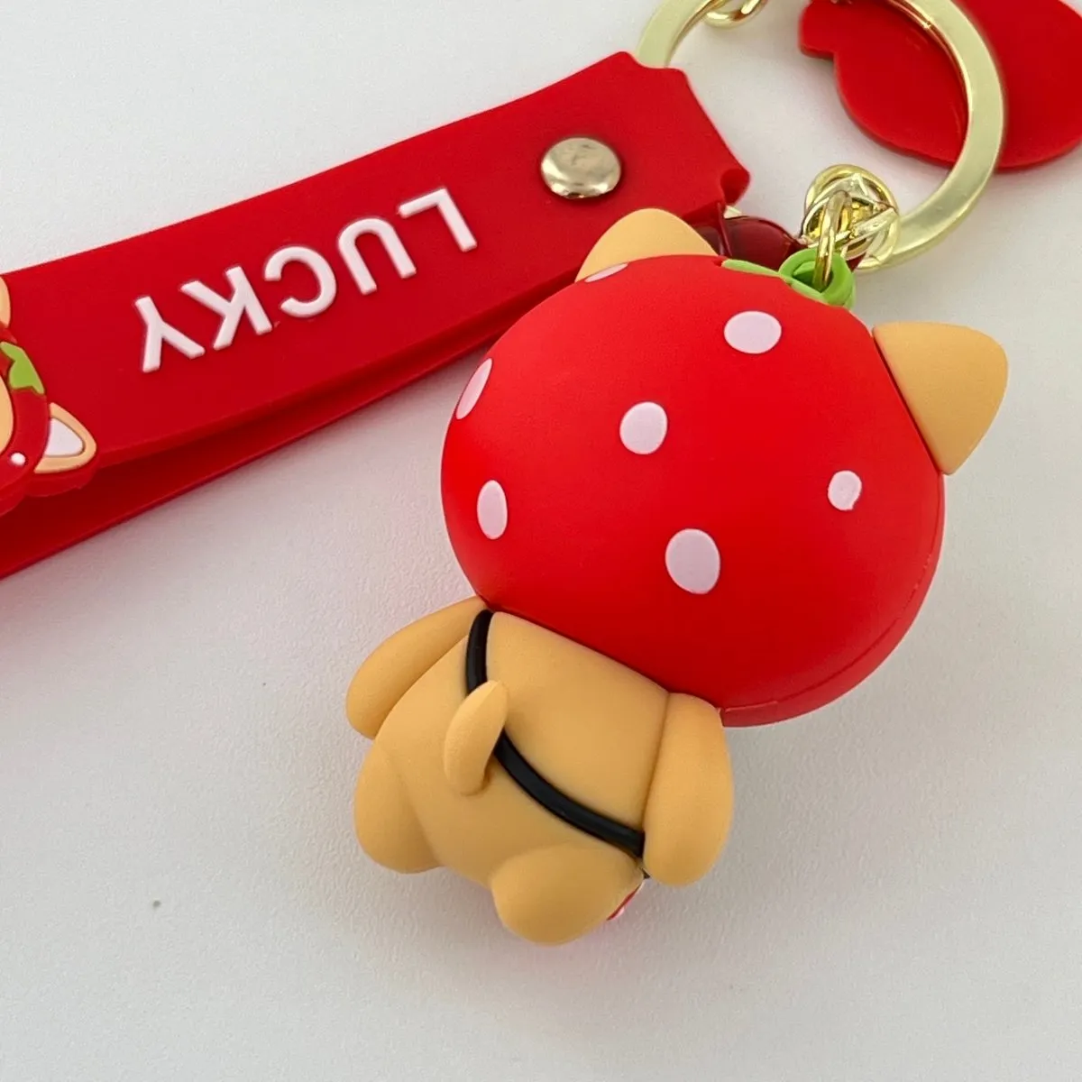 Kawaii Keychain Red Strawberry Shiba Inu