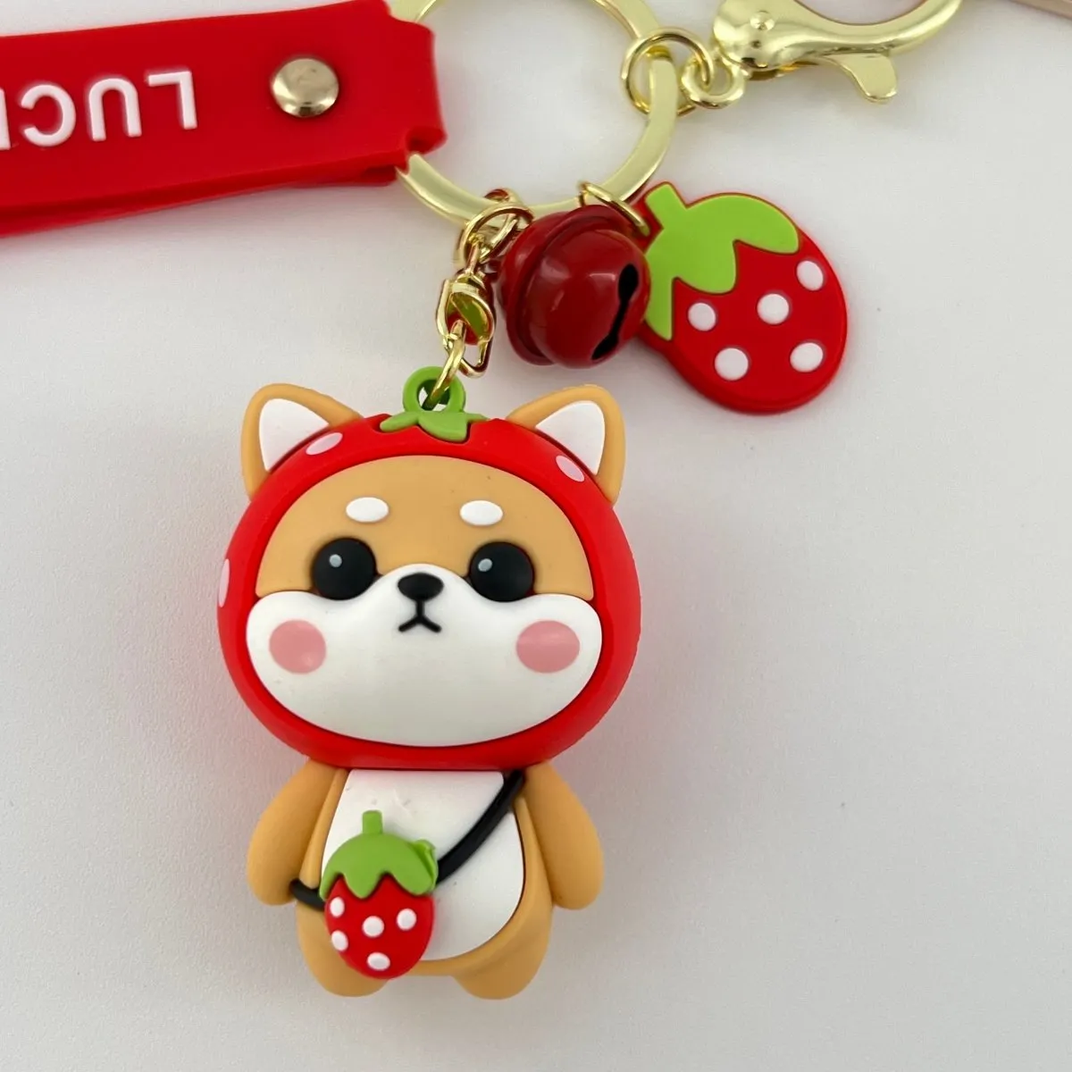 Kawaii Keychain Red Strawberry Shiba Inu