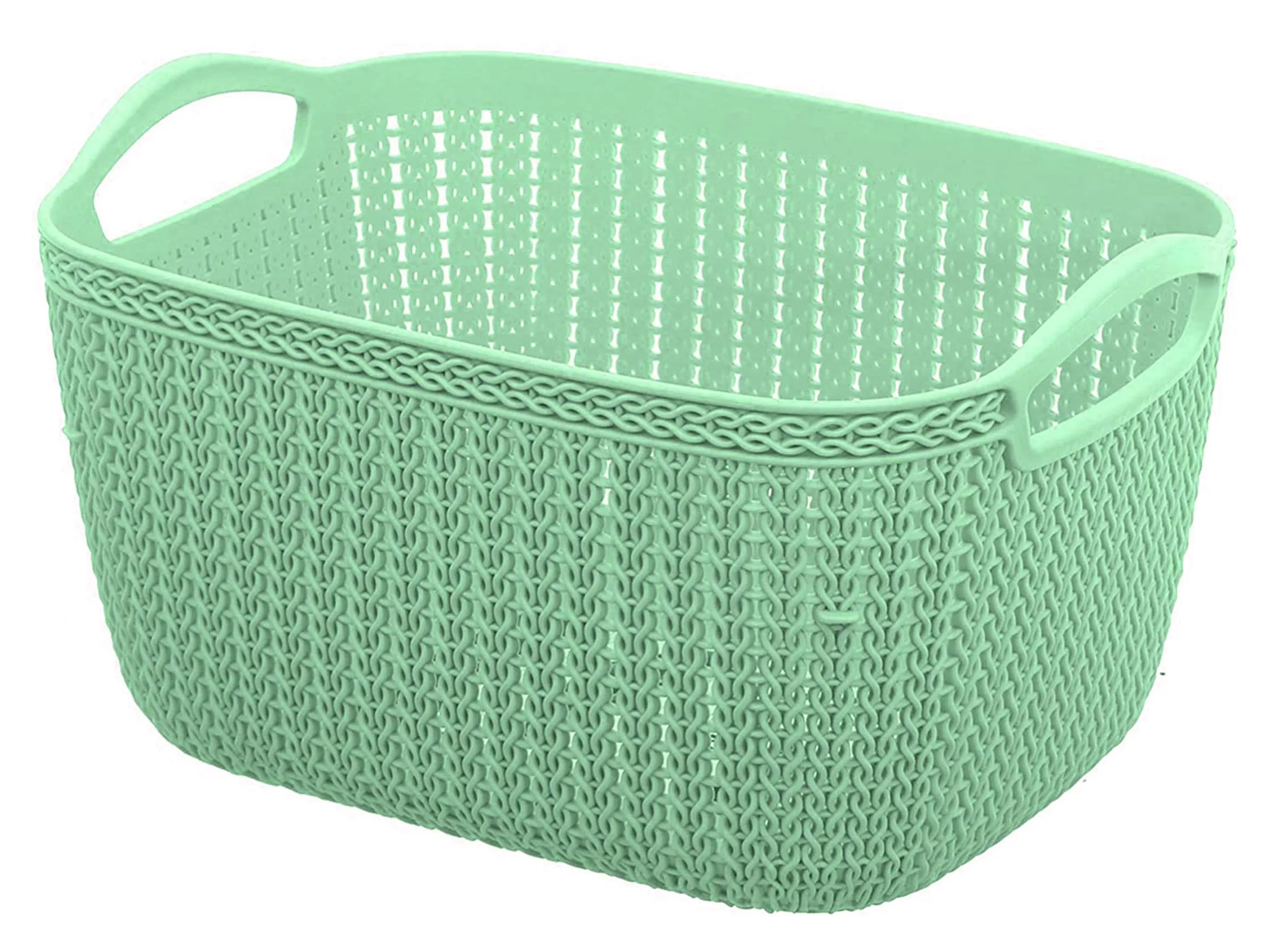 Kuber Industries Q-5 Unbreakable Plastic 3 Pieces Multipurpose Medium Size Flexible Storage Baskets with Handles (Light Green & Light Blue & Grey)-KUBMART10514