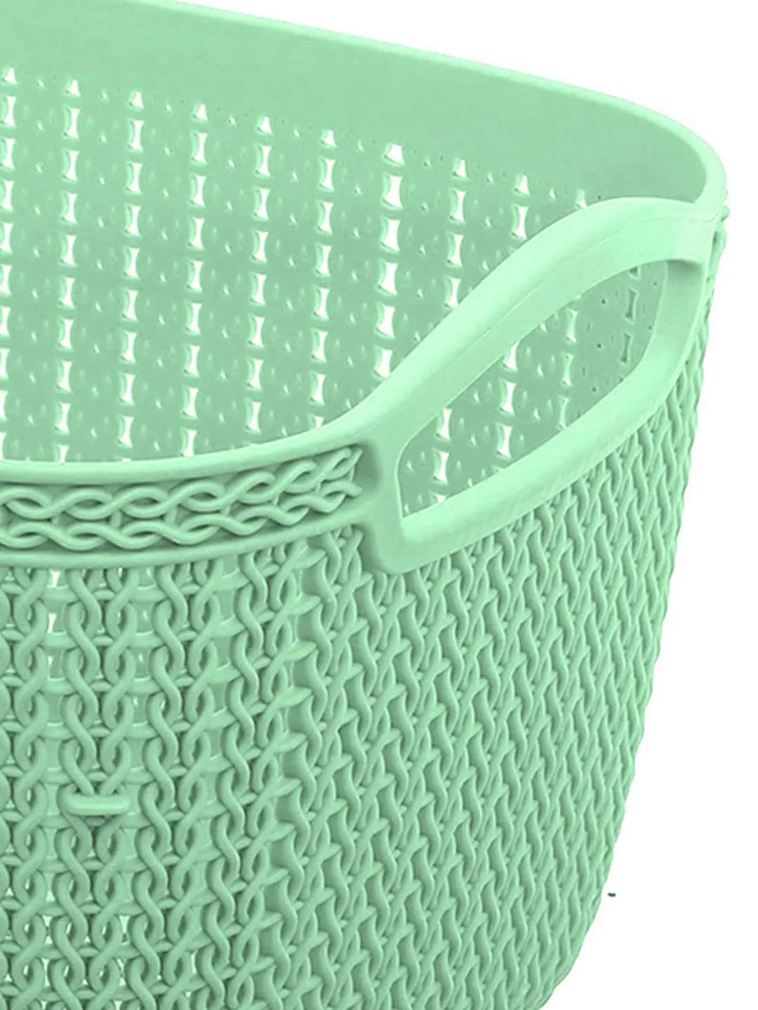 Kuber Industries Q-5 Unbreakable Plastic 3 Pieces Multipurpose Medium Size Flexible Storage Baskets with Handles (Light Green & Light Blue & Grey)-KUBMART10514