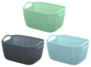 Kuber Industries Q-5 Unbreakable Plastic 3 Pieces Multipurpose Medium Size Flexible Storage Baskets with Handles (Light Green & Light Blue & Grey)-KUBMART10514