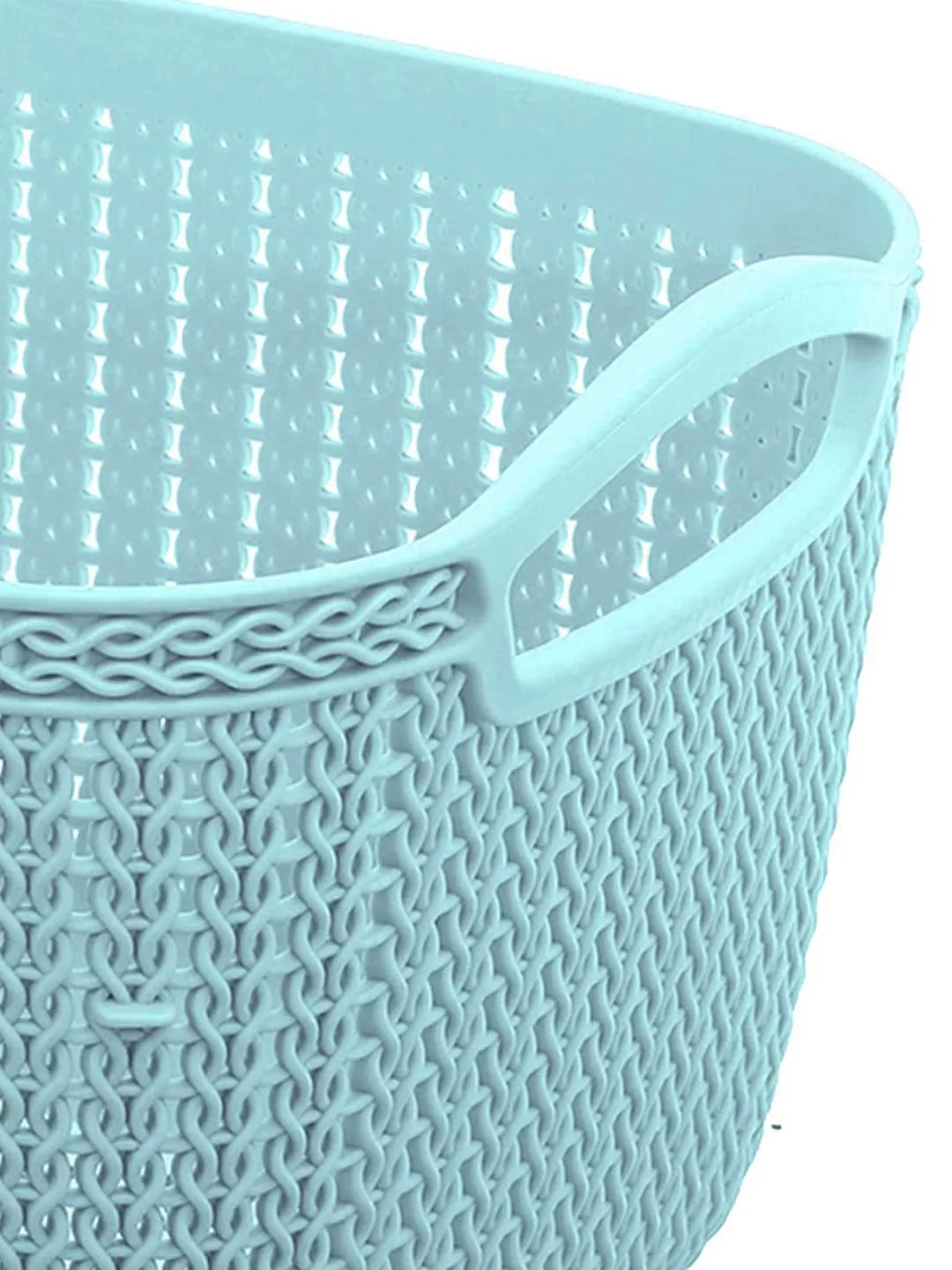 Kuber Industries Q-5 Unbreakable Plastic 3 Pieces Multipurpose Medium Size Flexible Storage Baskets with Handles (Light Green & Light Blue & Grey)-KUBMART10514