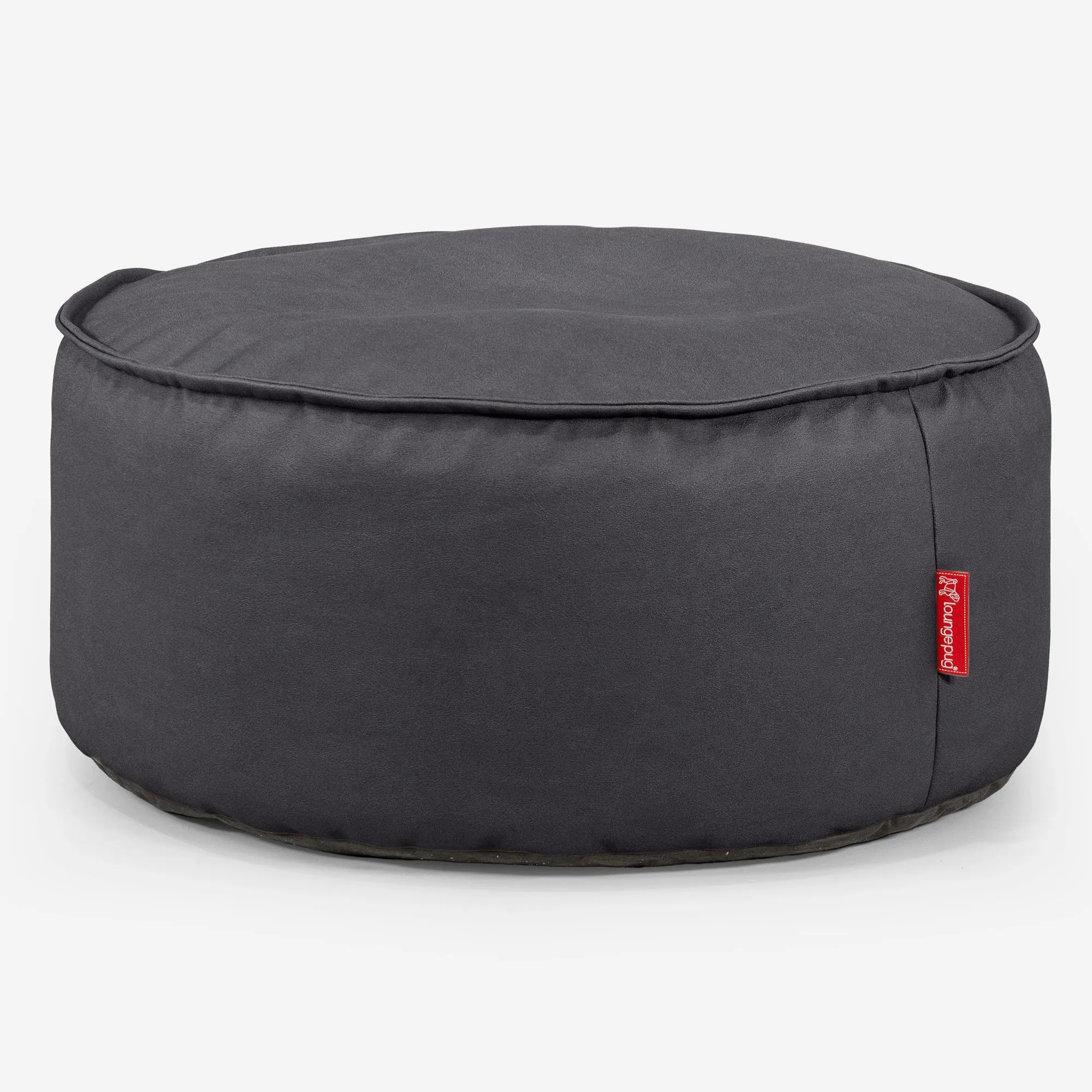 Large Round Pouffe - Vegan Leather Black