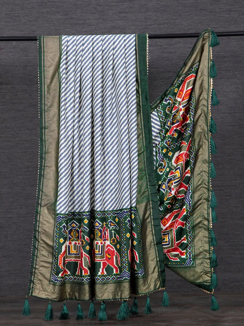 Light Green Color Digital Floral Printed Dola Silk