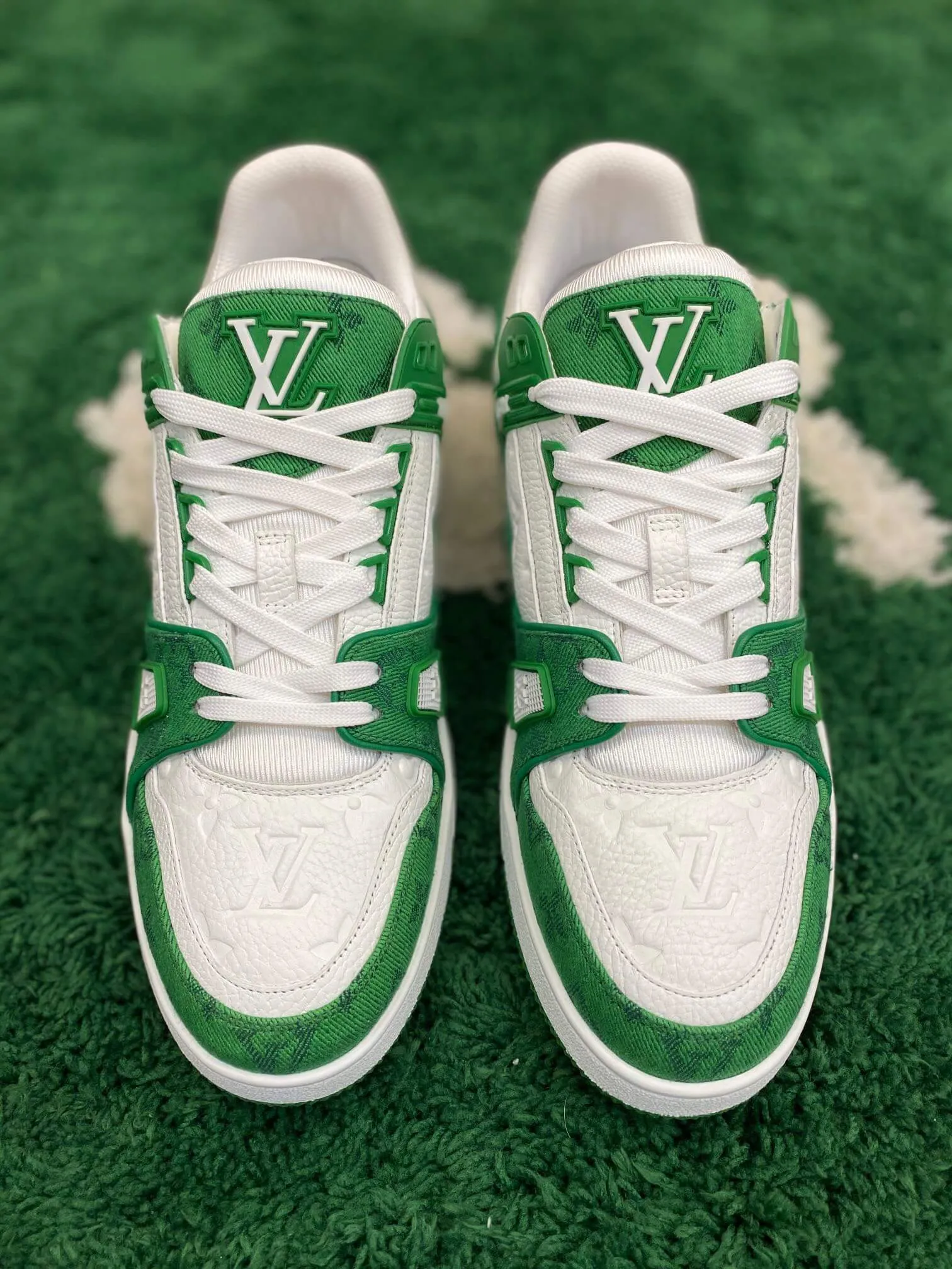 Louis Vuitton Trainer Denim Green White Sneaker