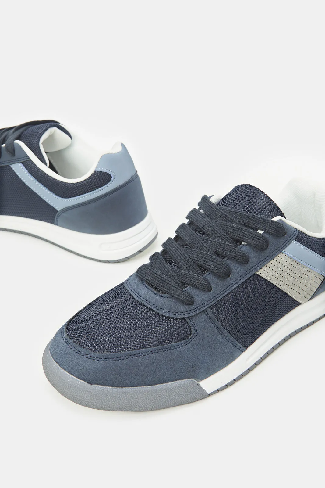 Men Navy Material Block Sneakers