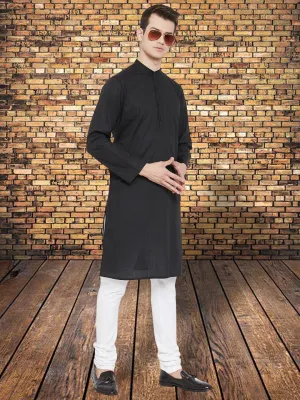 Men's Pure Cotton Black  Kurta - Even Apparels