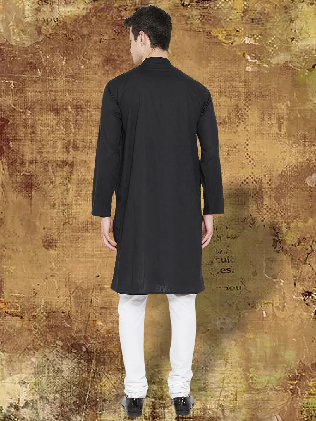 Men's Pure Cotton Black  Kurta - Even Apparels