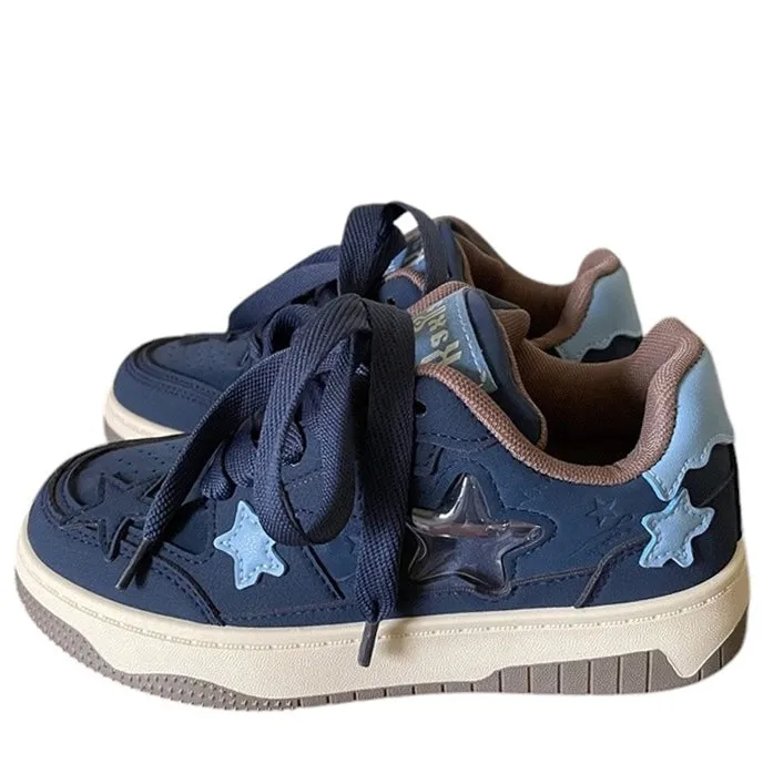 Navy Blue Star Aesthetic Sneakers