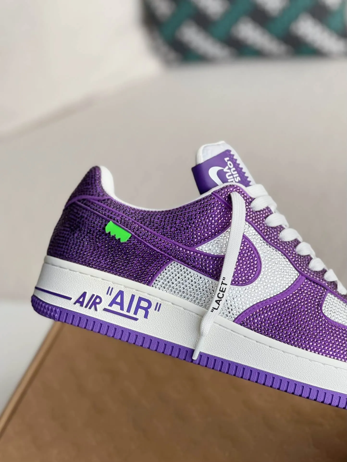 Nike x Louis Vuitton LV Air Force 1 Trainer Purple White Rhinestone Sneakers