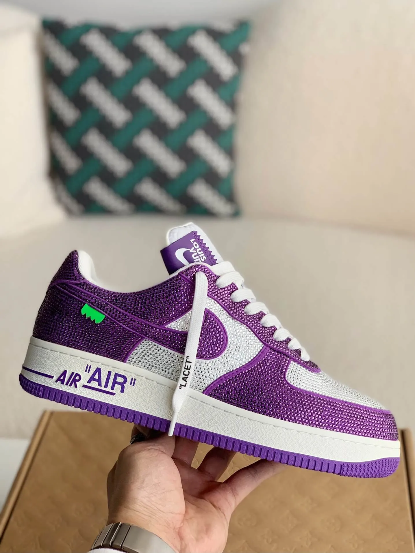 Nike x Louis Vuitton LV Air Force 1 Trainer Purple White Rhinestone Sneakers