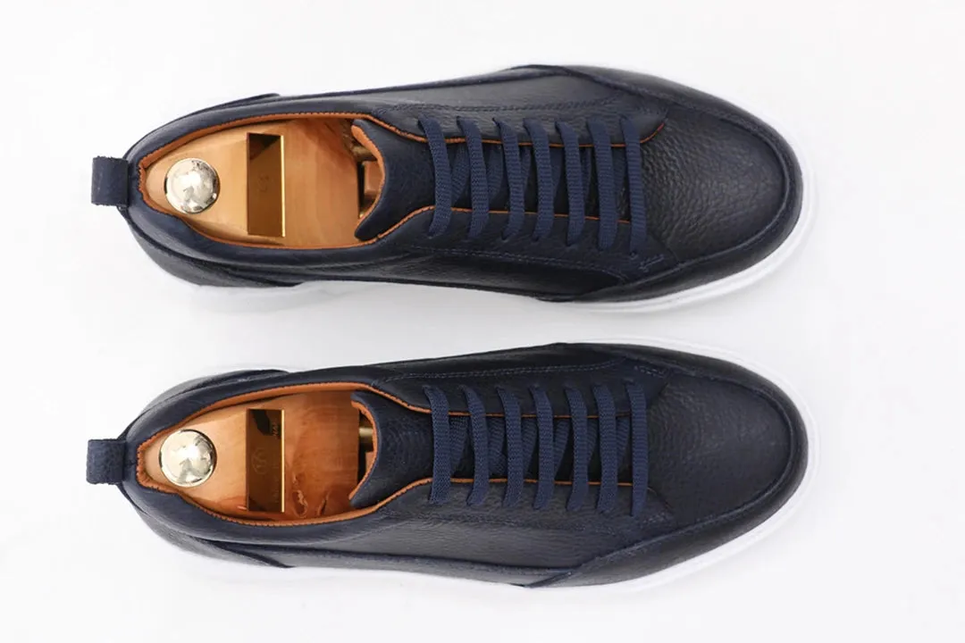 Oceanic Blue Luxe Leather Sneakers.