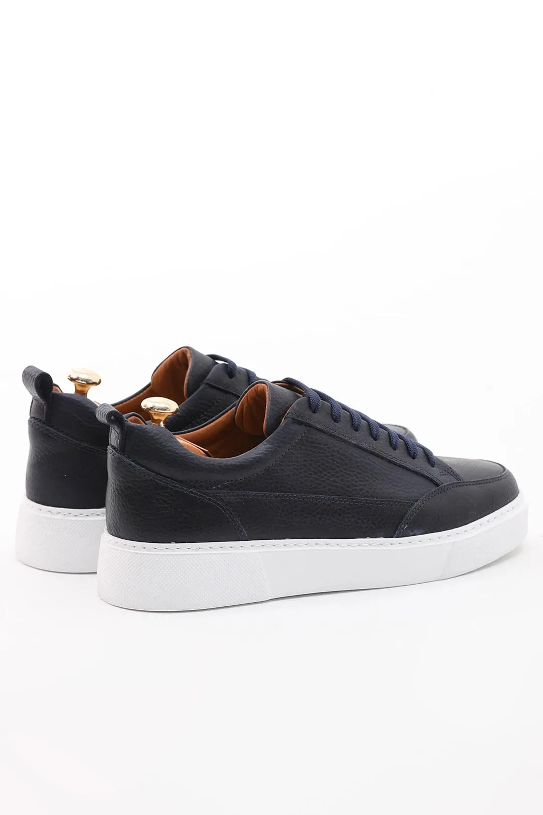 Oceanic Blue Luxe Leather Sneakers.