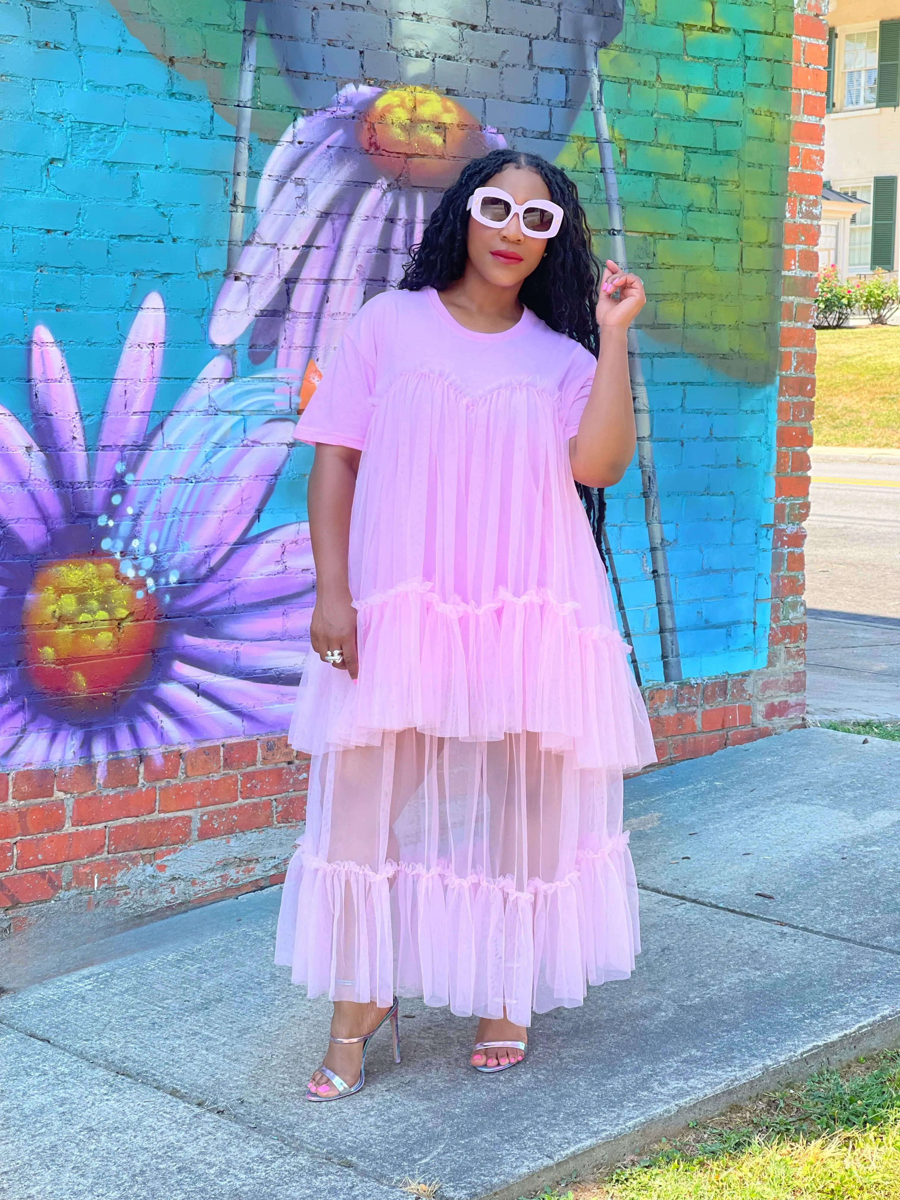 Pink Petal T-shirt Dress