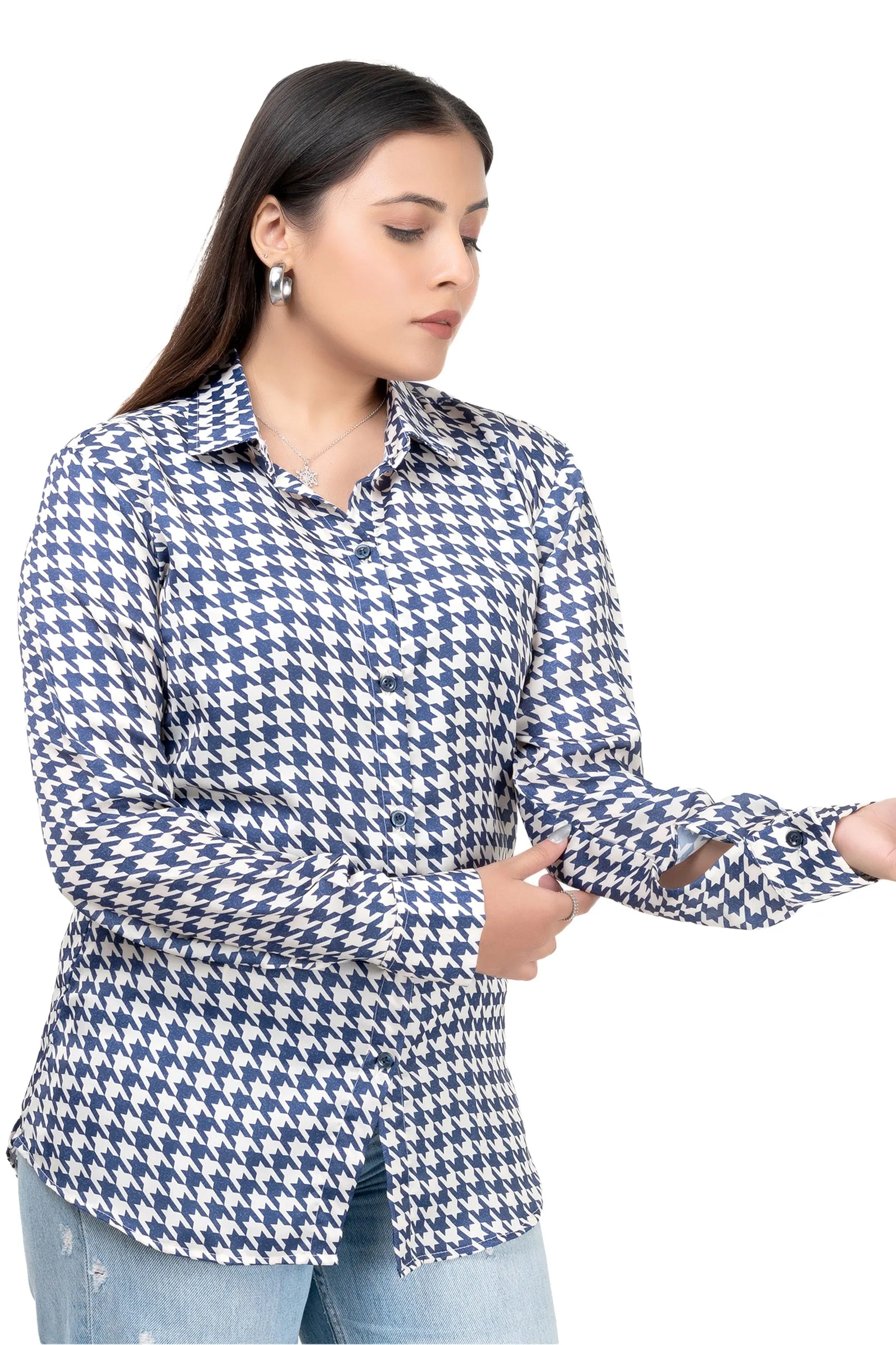 Pixel Blue Satin Shirt