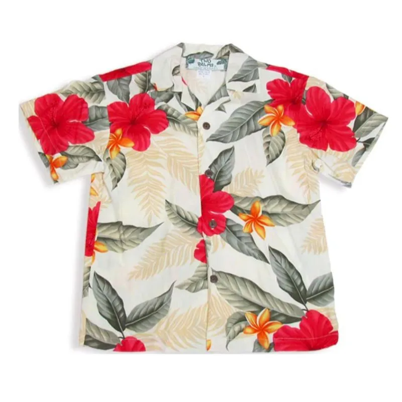 Red hibiscus Hawaiian Shirt for Boys