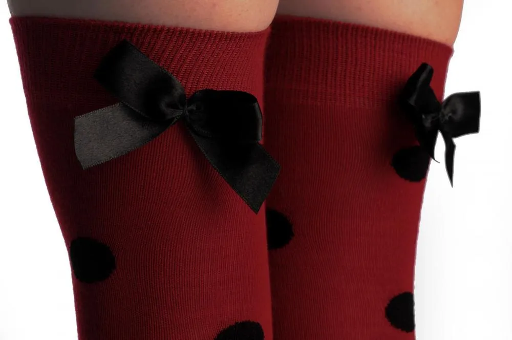 Red Polka Dot With Black Bow Warm Cotton