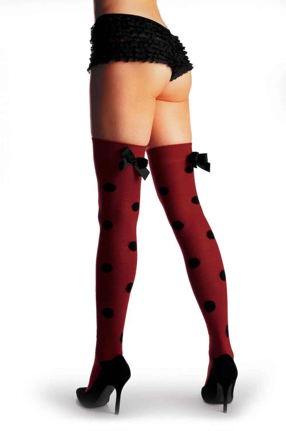 Red Polka Dot With Black Bow Warm Cotton