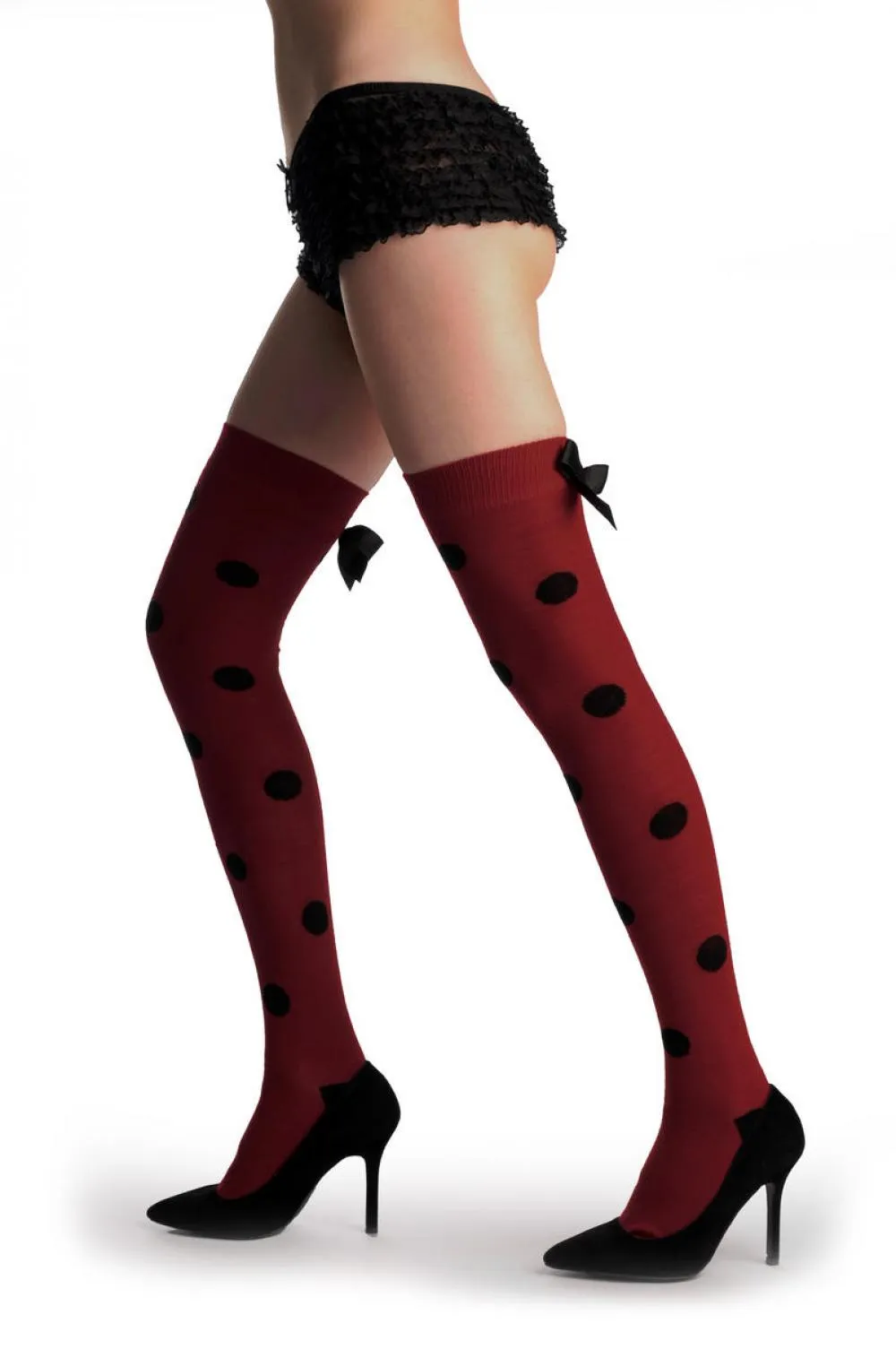 Red Polka Dot With Black Bow Warm Cotton