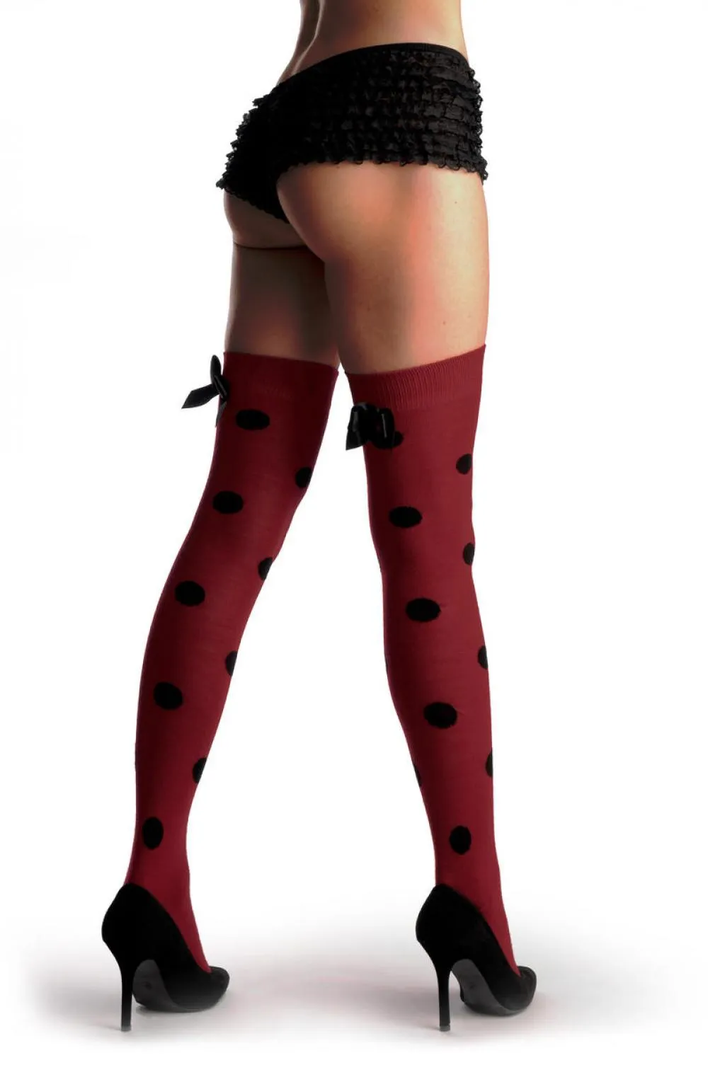 Red Polka Dot With Black Bow Warm Cotton